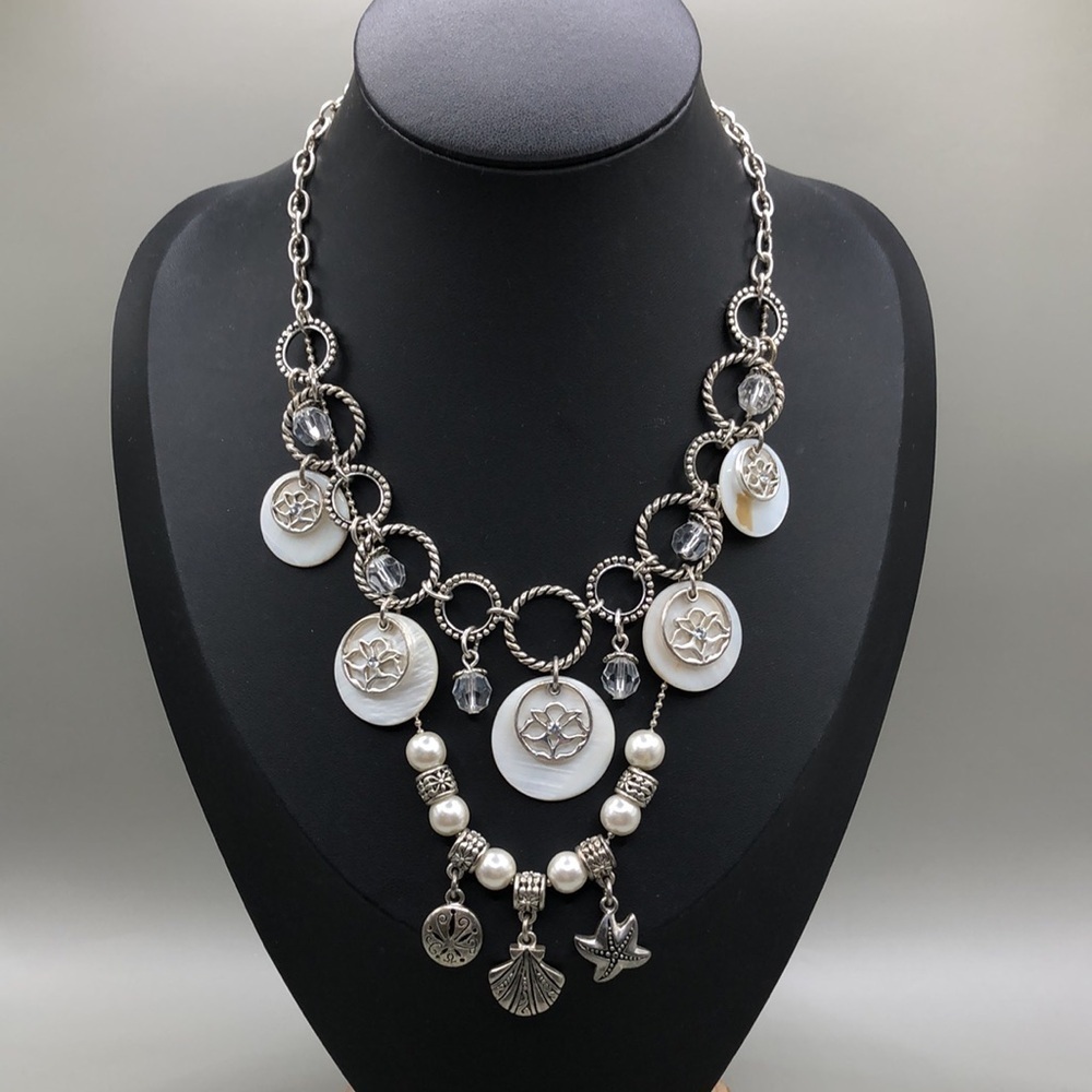 Curated bundle "under the sea" layered look necklaces lot 2 Vtg Avon and more.